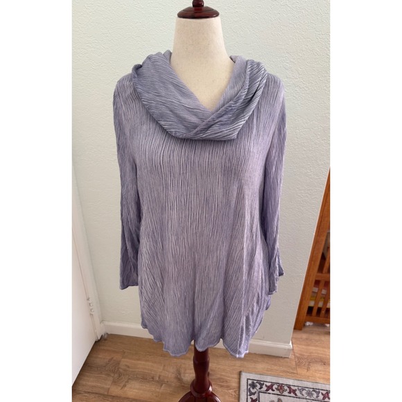 Soft Surroundings Tops - Soft Surroundings Crinkle Asymmetric Cowl Neck Tunic Top Boho Size Petite Large